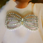 BEAUTIFUL Rhinestone Crystal Silver Plated Bow Brooch, Juliana