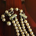 MCM Double Strand Faux Pearl Rhinestone Silver Tone Necklace Made In Taiwan, Wedding Jewelry, Brides Necklace