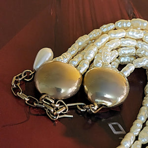 Beautiful Sterling Silver Baroque Pearl Necklace, Wedding Jewelry, Torsade Necklace Brides Necklace