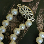 Metall Classic String Faux Pearl Sterling Silver 6MM NecklaceVintage Necklace