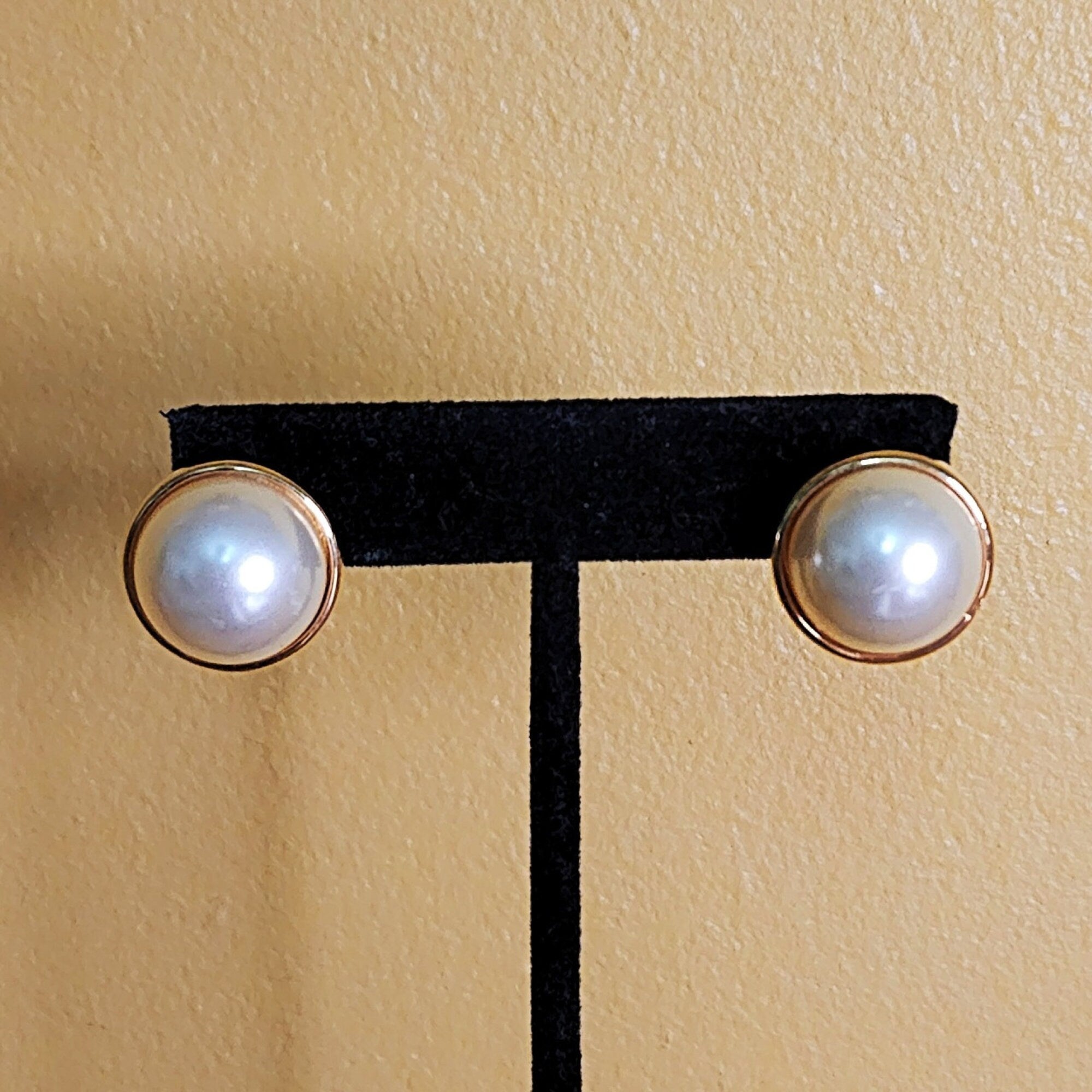 kJL Pearl Gold Plated Stud Earrings, Kenneth Jay Lane Pearl Earrings