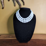 Napier Jumbo White Bead Triple Strand Vintage Necklace