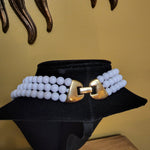 Napier Jumbo White Bead Triple Strand Vintage Necklace