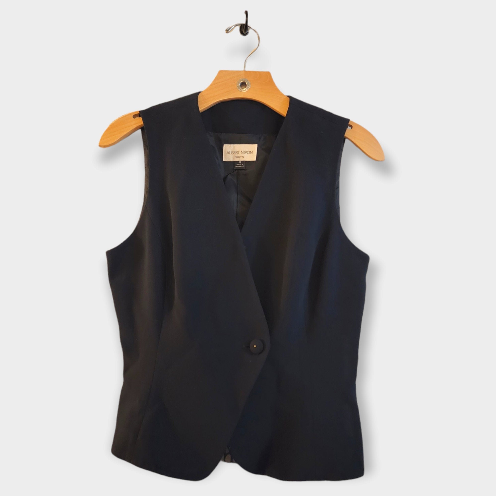 Albert Nipon Black Vintage 90s Vest, Suit Vest