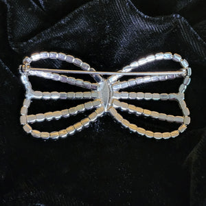 BEAUTIFUL Rhinestone Crystal Silver Plated Bow Brooch, Juliana