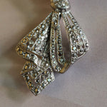 Lovely Rhinestone Silver Tone Faux Marcasite Bow Vintage Brooch Pin