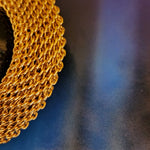 Oversized Black Cabochon Mesh Gold Plated Clip On Vintage Earrings