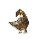 Lovely Green Enameled Clear Diamante Figural Goose Vintage Pin Brooch