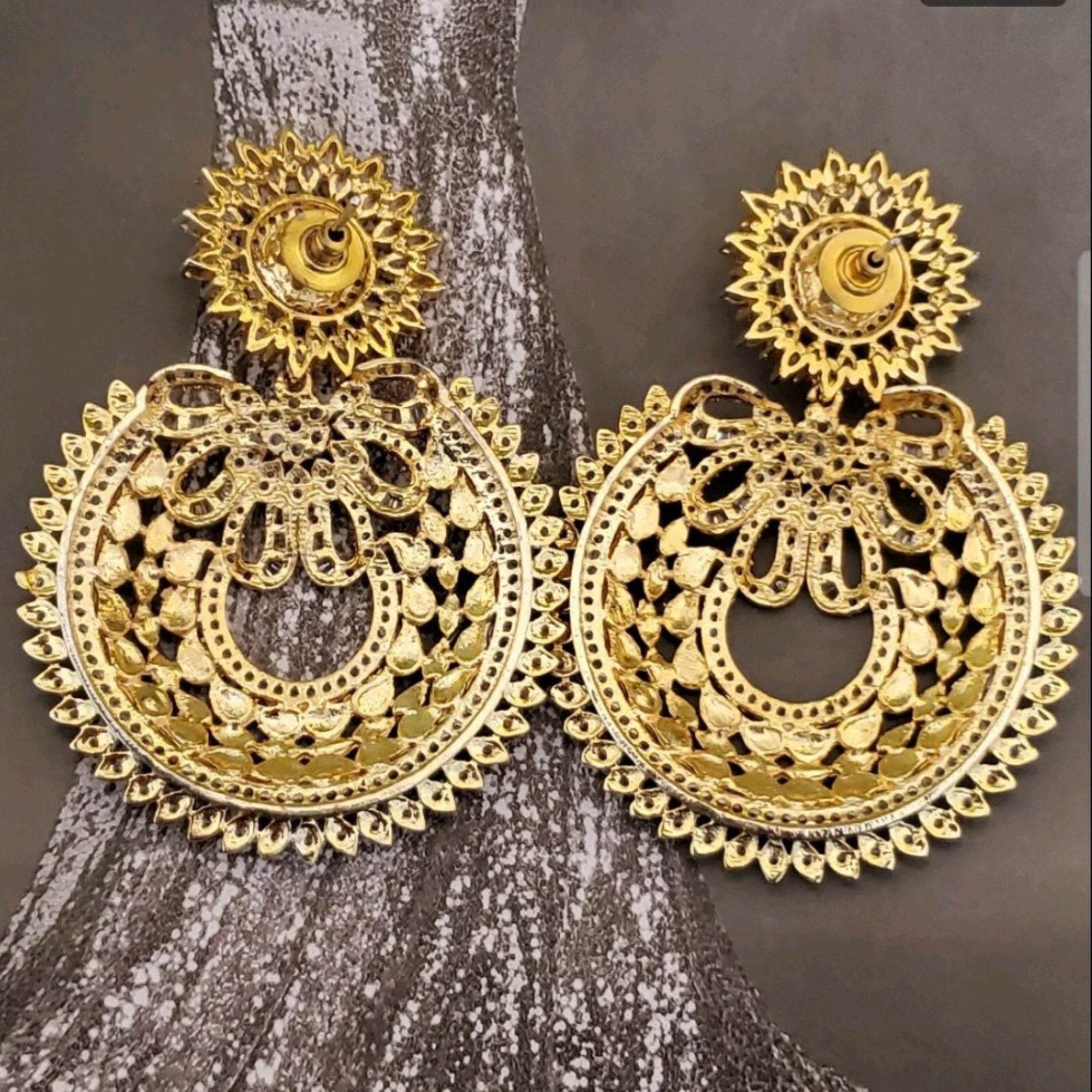 18K Faux Pearl White Yellow Gold Plated Baugette Pave Illusion Stones Dangling Drop Earrings, Wedding Earrings, Runway, Couture