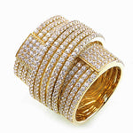 Barrel 18K Gold Vermeil Sterling Silver Base Pave Illusion Stones Ring, Wedding Earrings, Runway, Couture, Statement Rings