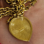 MONET Ruby Red Cabochon Gold Plated Tear Drop Pendant Necklace