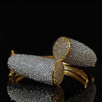 18K White Yellow Gold Plated Pave Illusion Stones Triangle Dangling Drop Bracelet, Bangel, Wedding Jewelry, Couture