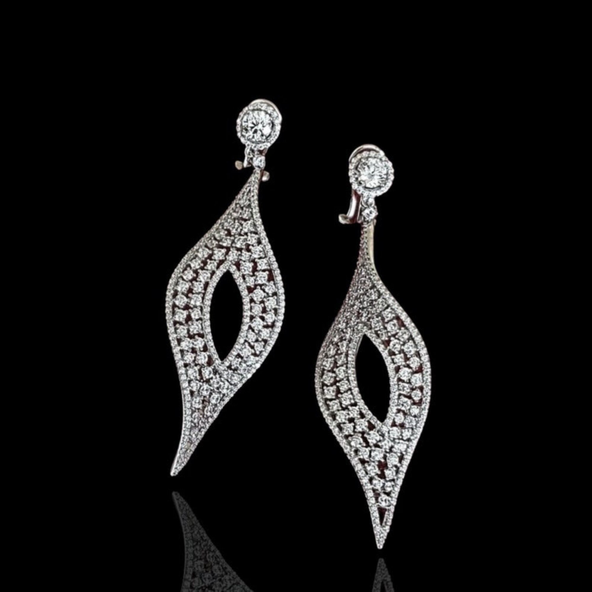 18K White Gold Vermeil Marquise Chandelier Drop Earrings Bridal Earrings, Wedding Earrings, Valentine's Day, Mother Day, Gift for her