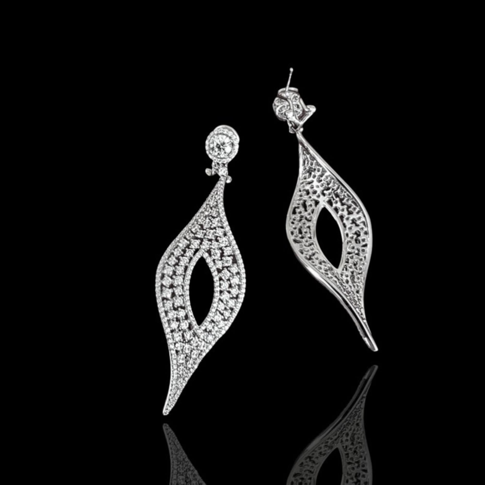 18K White Gold Vermeil Marquise Chandelier Drop Earrings Bridal Earrings, Wedding Earrings, Valentine's Day, Mother Day, Gift for her