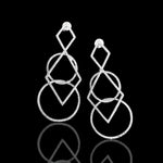 18K White Gold Vermeil Carlisa Dangle Diamond Simulants Earrings Weddings Earrings, Bridal Earrings, Wedding Earrings, Diamond Simulants