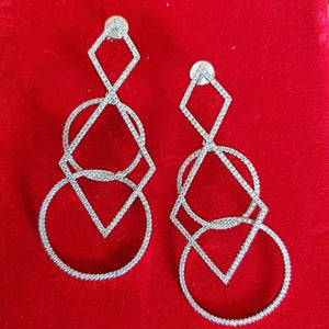 18K White Gold Vermeil Carlisa Dangle Diamond Simulants Earrings Weddings Earrings, Bridal Earrings, Wedding Earrings, Diamond Simulants