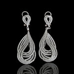 Swirl Brilliance 18K White Gold Vermeil Pave Drop Illusions Diamond Simulants Pave Earrings, Wedding Earrings, Valentine's Day, Mother's Day