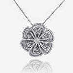 Bold Floral Blossoming White Gold Vermeil Diamond Simulant Pave Statement , Wedding Necklace, Bridal Necklace, Valentines Day, Mothers Day