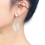 18K White Gold Vermeil Marquise Chandelier Drop Earrings Bridal Earrings, Wedding Earrings, Valentine's Day, Mother Day, Gift for her