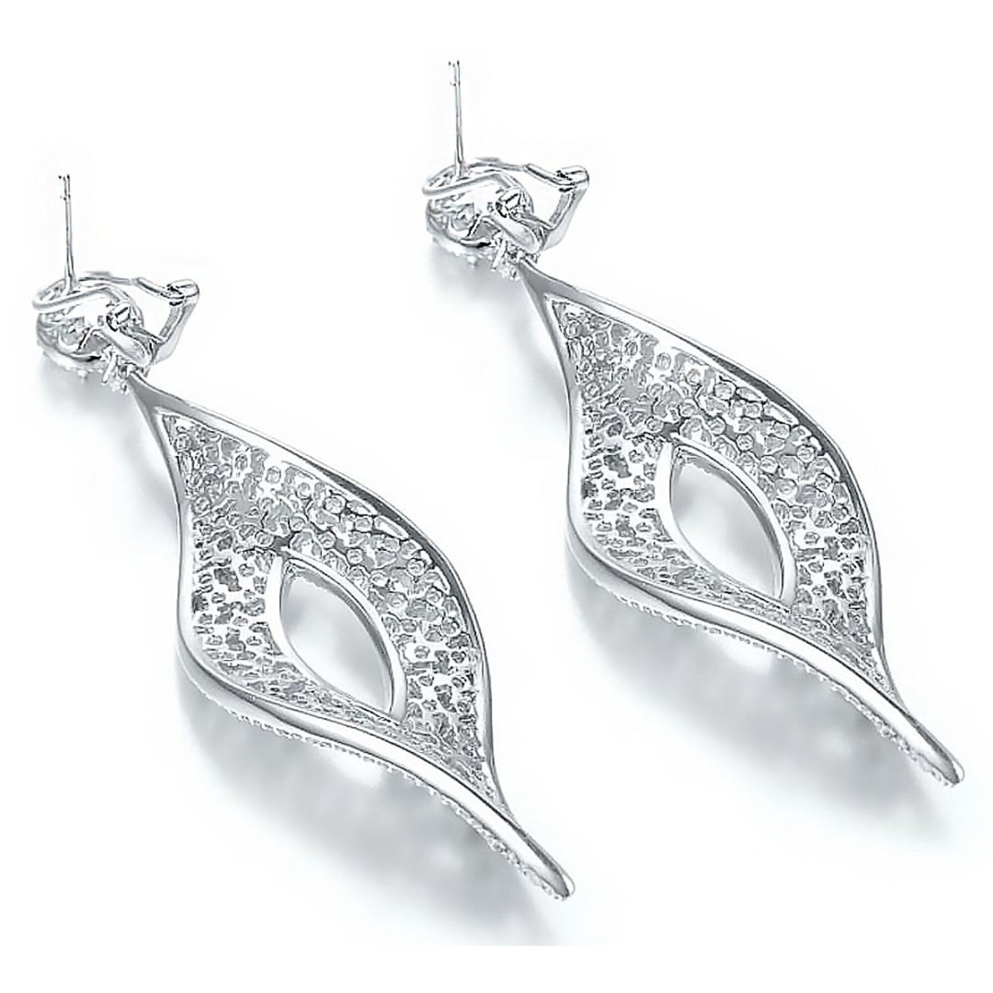 18K White Gold Vermeil Marquise Chandelier Drop Earrings Bridal Earrings, Wedding Earrings, Valentine's Day, Mother Day, Gift for her
