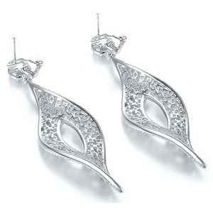 18K White Gold Vermeil Marquise Chandelier Drop Earrings Bridal Earrings, Wedding Earrings, Valentine's Day, Mother Day, Gift for her