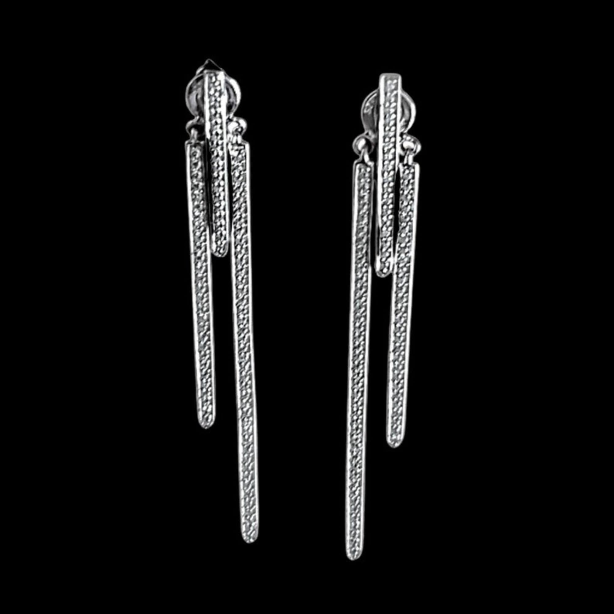 Outstanding Sas Line White Gold Earrings Bridal Earrings, Wedding Earrings