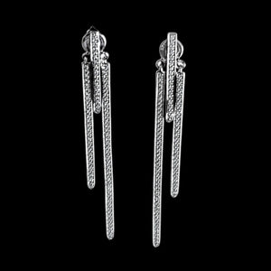 Outstanding Sas Line White Gold Earrings Bridal Earrings, Wedding Earrings