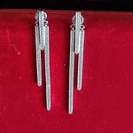 Outstanding Sas Line White Gold Earrings Bridal Earrings, Wedding Earrings