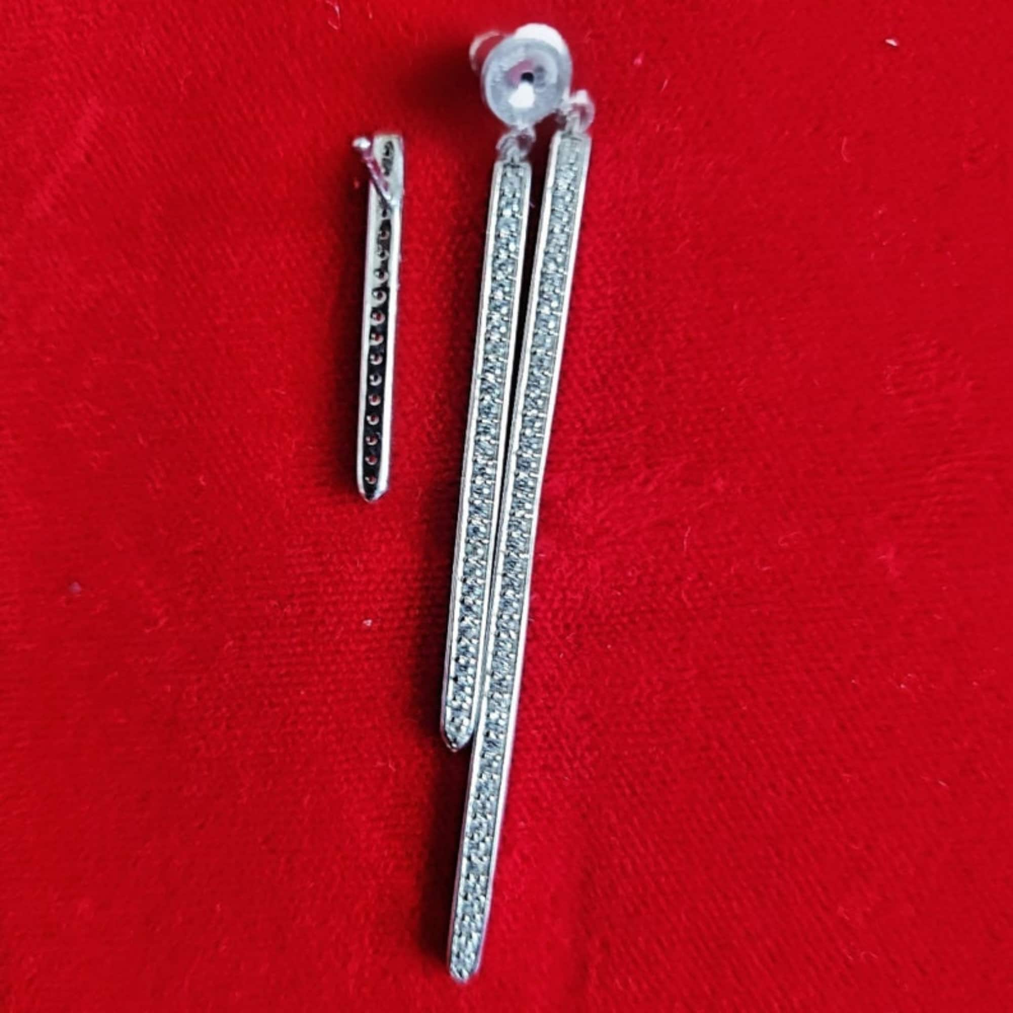 Outstanding Sas Line White Gold Earrings Bridal Earrings, Wedding Earrings