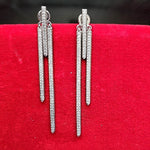 Outstanding Sas Line White Gold Earrings Bridal Earrings, Wedding Earrings