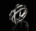 Beautiful 18K White Yellow Gold Vermeil Bamboo Cross Diamond Simulant Ring, Mother's Day Gift, Valentine's Day Gift For her