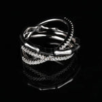 Beautiful 18K White Yellow Gold Vermeil Bamboo Cross Diamond Simulant Ring, Mother's Day Gift, Valentine's Day Gift For her