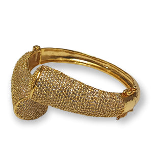 18K White Yellow Gold Plated Pave Illusion Stones Triangle Dangling Drop Bracelet, Bangel, Wedding Jewelry, Couture