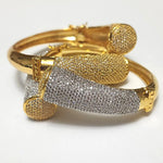 18K White Yellow Gold Plated Pave Illusion Stones Triangle Dangling Drop Bracelet, Bangel, Wedding Jewelry, Couture