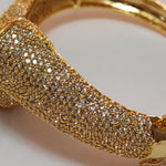 18K White Yellow Gold Plated Pave Illusion Stones Triangle Dangling Drop Bracelet, Bangel, Wedding Jewelry, Couture