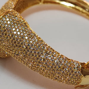 18K White Yellow Gold Plated Pave Illusion Stones Triangle Dangling Drop Bracelet, Bangel, Wedding Jewelry, Couture