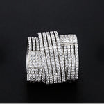 Barrel 18K Gold Vermeil Sterling Silver Base Pave Illusion Stones Ring, Wedding Earrings, Runway, Couture, Statement Rings