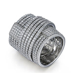 Barrel 18K Gold Vermeil Sterling Silver Base Pave Illusion Stones Ring, Wedding Earrings, Runway, Couture, Statement Rings