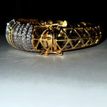 18K White Yellow Gold Plated Baguette Bracelet, Bangle, Wedding Jewelry, Couture, Runway