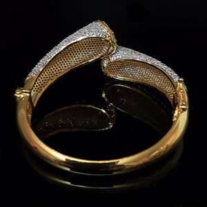 18K White Yellow Gold Plated Pave Illusion Stones Triangle Dangling Drop Bracelet, Bangel, Wedding Jewelry, Couture