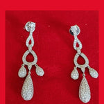 Beautiful Petite Chandelier White Gold Pave Earrings Wedding Earrings Bridal Earrings, Stud Bridesmaid, Valentine's Day, Mother's Day