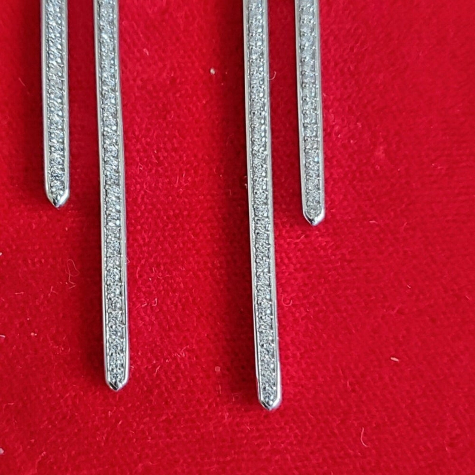 Outstanding Sas Line White Gold Earrings Bridal Earrings, Wedding Earrings