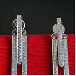 Outstanding Sas Line White Gold Earrings Bridal Earrings, Wedding Earrings