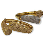 18K White Yellow Gold Plated Pave Illusion Stones Triangle Dangling Drop Bracelet, Bangel, Wedding Jewelry, Couture