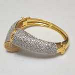 18K White Yellow Gold Plated Pave Illusion Stones Triangle Dangling Drop Bracelet, Bangel, Wedding Jewelry, Couture