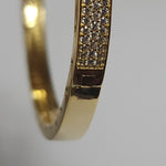 Striking Eclat 18K White Yellow Gold Vermeil Pave Bangle, Illusion Pave Simulated Diamonds, Valentine's Day, Mother's Day,