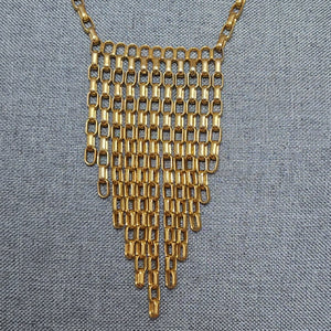Gorgeous Gold Tone Droplet Necklace, Chainmail Necklace, Waterfall Necklace