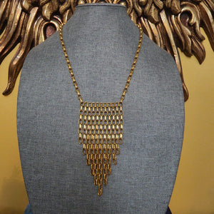 Gorgeous Gold Tone Droplet Necklace, Chainmail Necklace, Waterfall Necklace