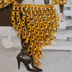 Gorgeous Gold Tone Droplet Necklace, Chainmail Necklace, Waterfall Necklace