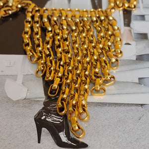 Gorgeous Gold Tone Droplet Necklace, Chainmail Necklace, Waterfall Necklace